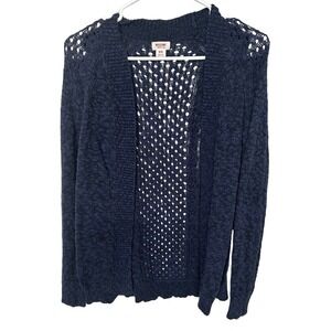 Mossimo Supply Co Navy‎ Blue Open Cardigan Decorative Weave Women's Size Medium